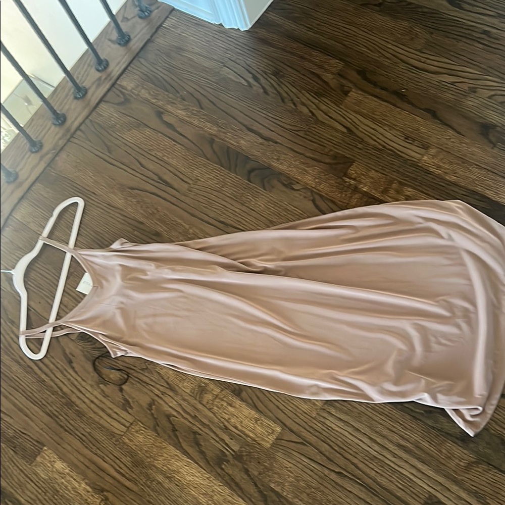 Chic Light Brown V-Neck Midi Dress